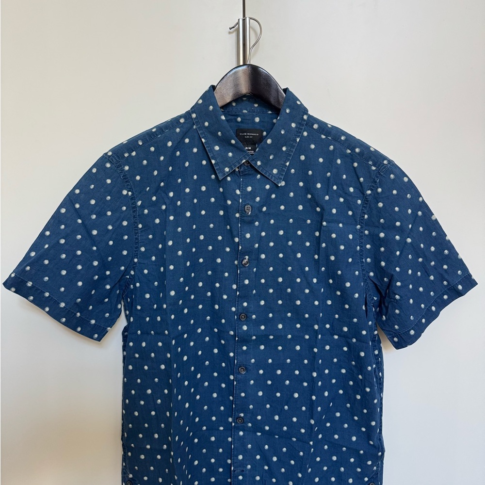 Club Monaco Navy Pattern shirt button down short sleeve